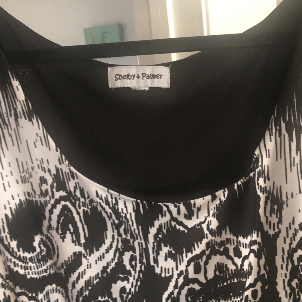 Chic Black and White Patterned Dress, 60” long